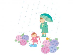 梅雨と娘　イラスト